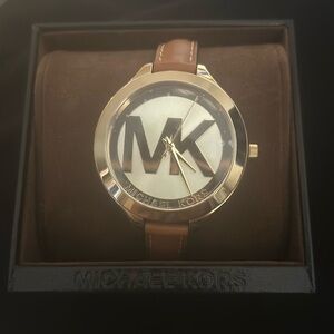 Michael Kors Gold Toned/Leather Watch